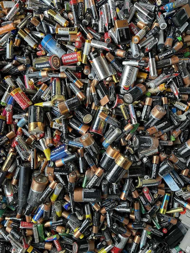 A pile of household batteries