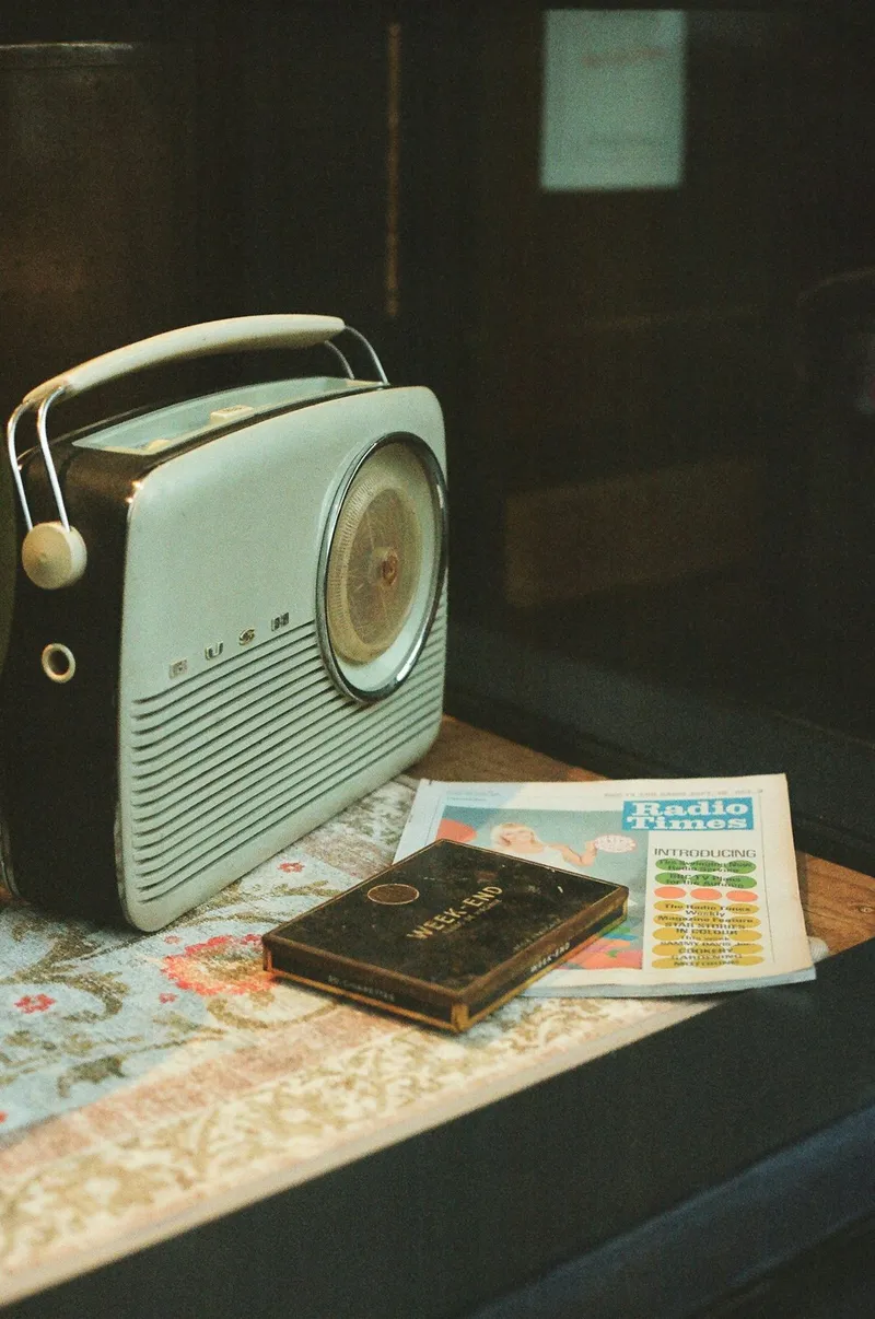 A portable radio on a table